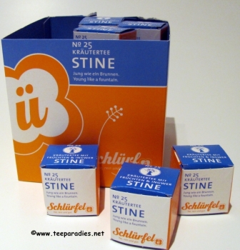 25: Schlürf Bio Früchtetee "Stine" in Schmuckbox mit 27 Schlürfel 81 g.