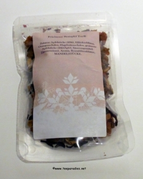 Teetütchen: Früchtetee Bratapfel Tee®25 g. in Zipbeutel durchsichtig mit Weihnachtsaufkleber
