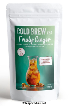 COLD BREW: 1836 Tea, Schwarzteemischung Fruity Ginger [Ingwer-Honig-Note] aromatisiert Cold Brew Tüte à 100 g.