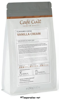 Preview: Cha Cult: Kaffee „Vanilla Cream“ in 250 g Tüte, ganze Bohne aromatisiert