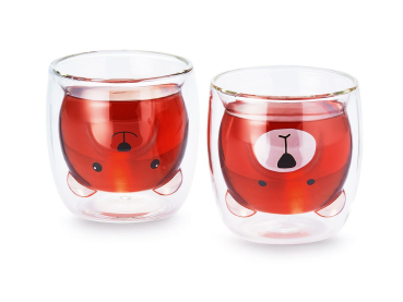 Glas „Pat" doppelwandiges Glas mit Bär-Motiven 2-fach sortiert, 0,2 l H 8,5 cm, Ø 7 cm -Set