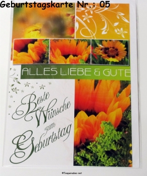 1  x Geburtstagskarte (6 verschiedene Motive sind zur Auswahl):