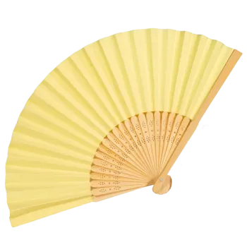Fächer aus Bambus/Papier, Pastellgelb -Deko-
