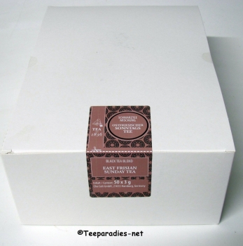 Preview: 1836: Schwarzteemischung Ostfriesischer Sonntagstee 50 Pyramidenbeutel im Sachet à 3 g