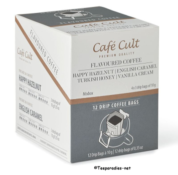 Preview: Café Cult: Mix Box Drip Coffee Bags Aromatisierter Kaffee 4 Sorten je 3 Sachets à 10 g = 120 g.