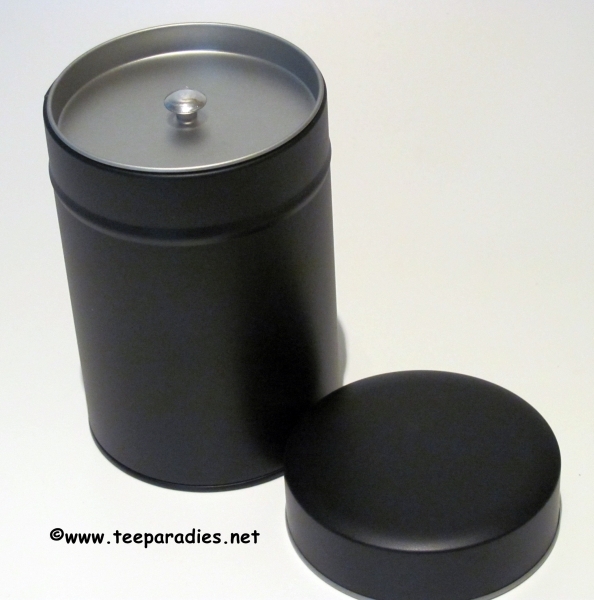 Teedose schwarz mit Stülp-Deckel rund