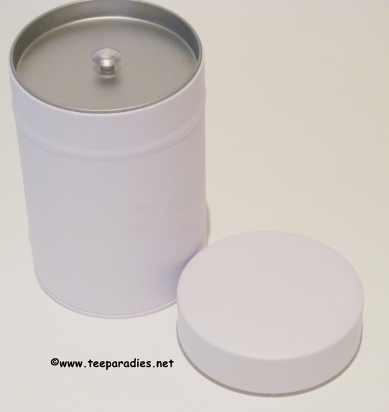 Teedose weiss mit Stülp-Deckel rund