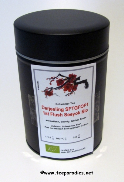 Teedose schwarz mit Stülp-Deckel rund