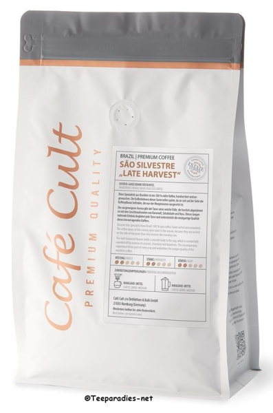 Café Cult: Spezialität: Kaffee Brasilien São Silvestre „Late Harvest“ in 250 g Tüte, ganze Bohne
