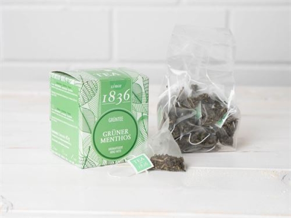 1836 Grünteemischung: Grüner Menthos Minz-Note aromatisiert since 1836 – 45 g.