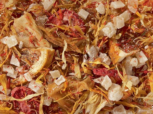 1836: Früchteteemischung Mango n´ Friends Mango-Note aromatisiert 50 Pyramidenbeutel im Sachet à 4 g