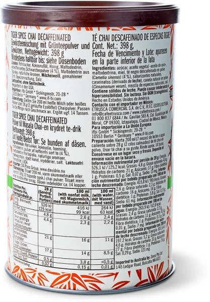 David Rio Chai Latte "Tiger Spice Decaf" 398 g.