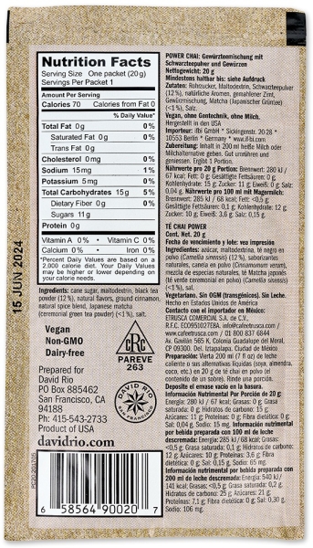 David Rio Chai Sachets 20 g. "Power Chai"