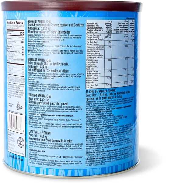 Gr. Dose: David Rio Chai Latte 1816g "Elephant Vanilla"