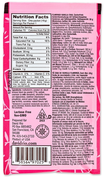 David Rio Chai Sachets 18 g. "Flamingo Vanilla"