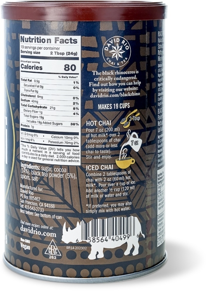 David Rio Chai Latte 456g "Black Rhino Cocoa Chai"