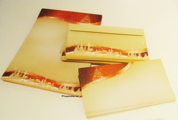 Set: 1 x Weihnachtsbriefpapierbogen mit 1 x Umschlag ohne Fenster, Briefpapier Weihnachten A4