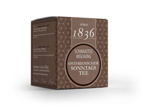 1836 Schwarzteemischung: Ostfriesischer Sonntagstee aromatisiert since 1836 – 45 g.