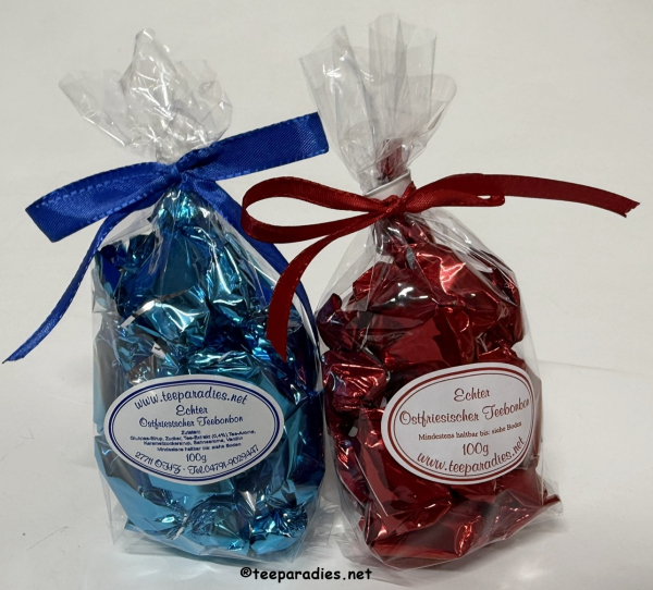 Echter Ostfriesischer Teebonbon rot/blau 200 g.