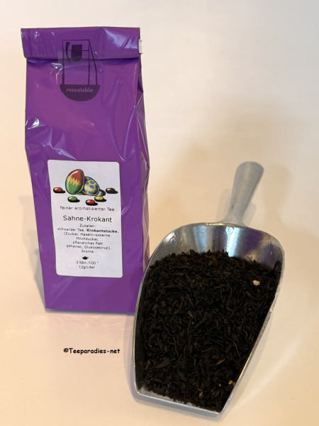 Aromatisierter Schwarztee „Sahne-Krokant“