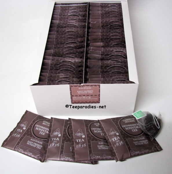 1836: Schwarzteemischung Ostfriesischer Sonntagstee 50 Pyramidenbeutel im Sachet à 3 g