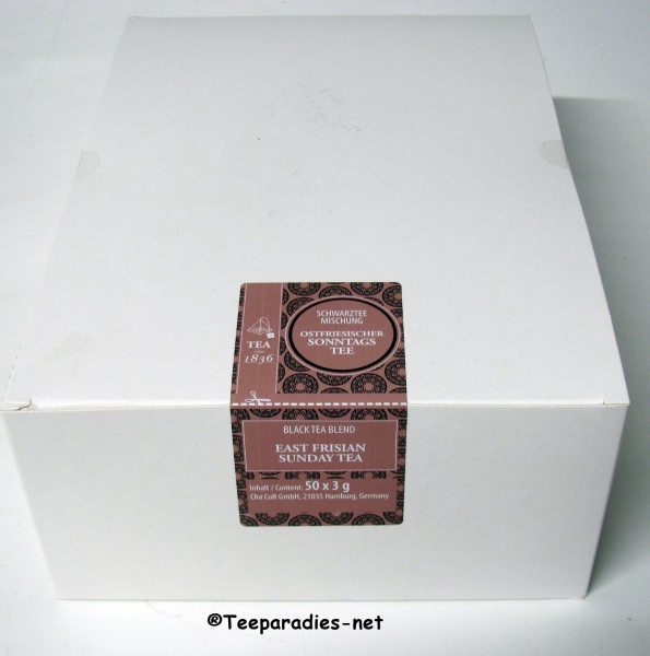 1836: Schwarzteemischung Ostfriesischer Sonntagstee 50 Pyramidenbeutel im Sachet à 3 g