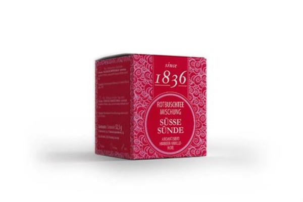1836 Rotbuschmischung aromatisiert, Süße Sünde, Himbeer-Vanille-Note aromatisiert since 1836 – 52,50 g.
