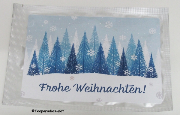 Teepostkarte „Frohe Weihnachten mit Winterlandschaft-Motiv“