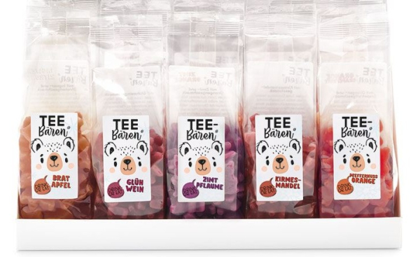 Teepräsent „Tee-Bären®Winter" 5-fach sortiert 5 Tütchen à 125 Gramm, Gesamt 625 g. Set