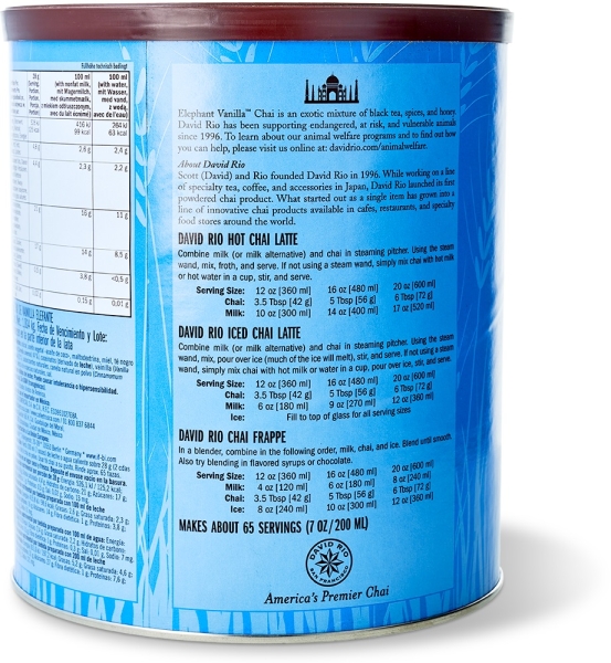 Gr. Dose: David Rio Chai Latte 1816g "Elephant Vanilla"