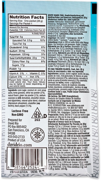 David Rio Chai Sachets 28 g. "White Shark"