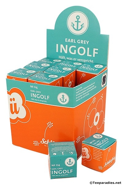 04: Bio Schlürf Tee: Earl Grey "Ingolf" in Schmuckbox mit 27 Schlürfel 67,5 g.