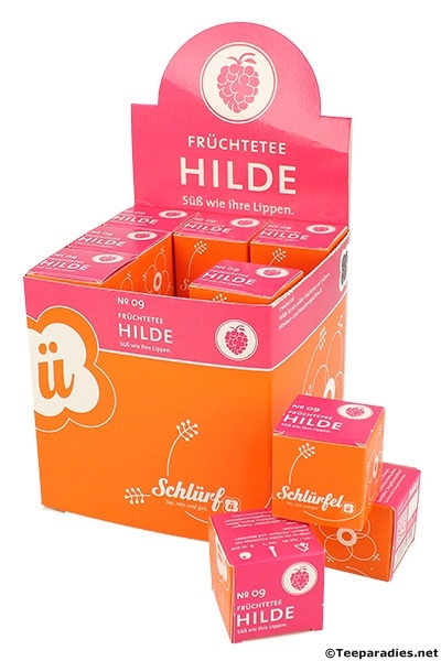 09: Bio Schlürf Tee: Früchtetee "Hilde" in Schmuckbox mit 27 Schlürfel 81 g.