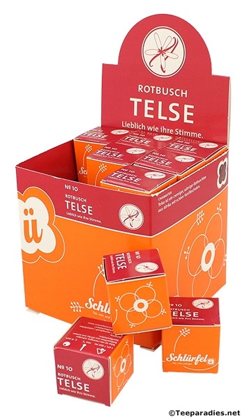 10: Bio Schlürf Tee: Rotbusch "Telse" in Schmuckbox mit 27 Schlürfel 67,5 g.