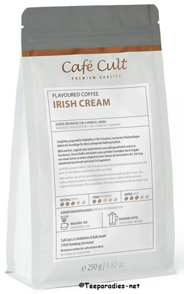 Café Cult: Kaffee „Irish Cream“ in 250 g Tüte, ganze Bohne aromatisiert