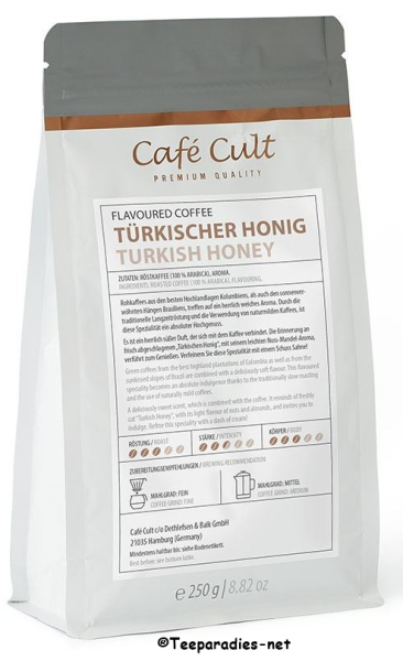 Café Cult: Kaffee „Türkischer Honig“ in 250 g Tüte, ganze Bohne aromatisiert