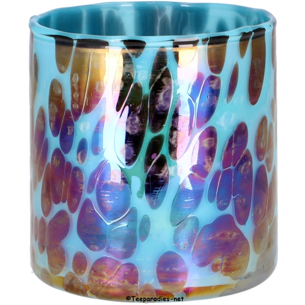 Glas Windlicht "Point blau"