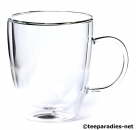 Doppelwandiges Teeglas mit Henkel 0,3l ideal für Chailatte